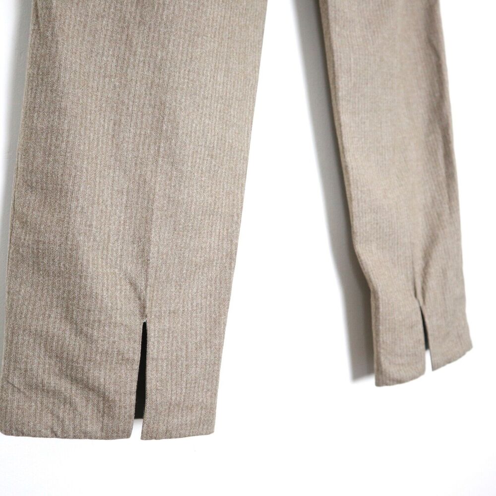 Piazza Sempione Audrey Wool Blend Capri Pant Camel Pinstripe Flat Front - Picture 10 of 12
